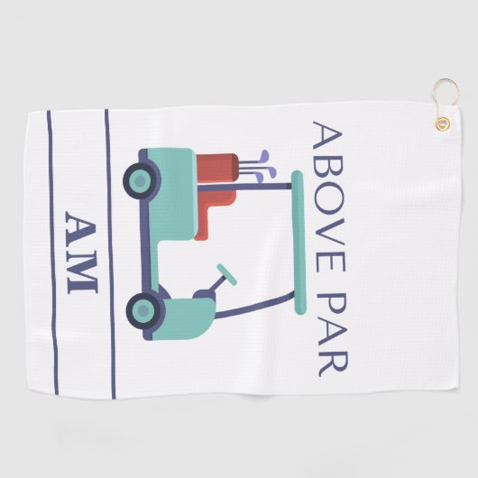 Blue Monogram Initial Golfhandtuch (Horizontal)