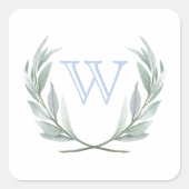 Blue Monogram Initial Laurel Wappen Stickers (Vorderseite)
