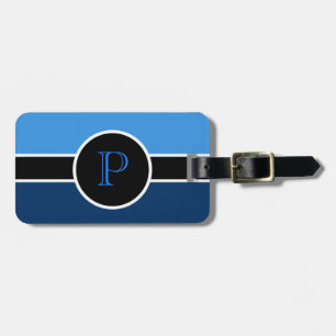Blue Monogram Initial Modern Chic Travel Bag Gepäckanhänger