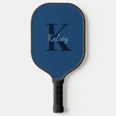 Blue Monogram Initial + Name Pickleball Schläger (Vorderseite)