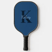 Blue Monogram Initial + Name Pickleball Schläger (Rückseite)