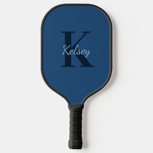 Blue Monogram Initial + Name Pickleball Schläger (Rückseite)