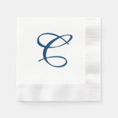 Blue Monogram Initial Serviette (Vorderseite)