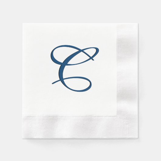 Blue Monogram Initial Serviette (Vorderseite)
