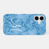 Blue Monogram iPhone 16 Hülle (Rückseite (Horizontal))