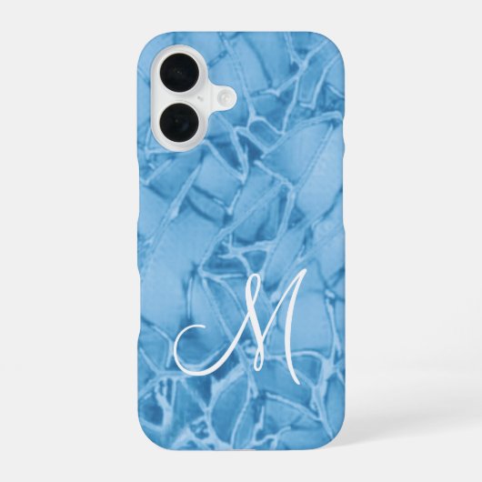 Blue Monogram iPhone 16 Hülle (Rückseite)