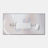 Blue Monogram Iridescent Pearlescent Desk Mat Schreibtischunterlage (Tastatur & Maus)