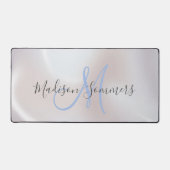 Blue Monogram Iridescent Pearlescent Desk Mat Schreibtischunterlage (Vorderseite)