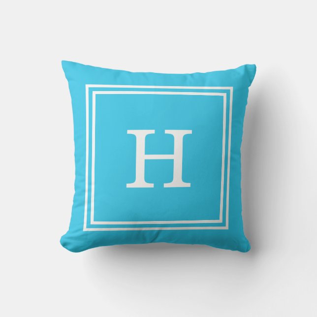 Blue Monogram Kissen (Vorderseite)