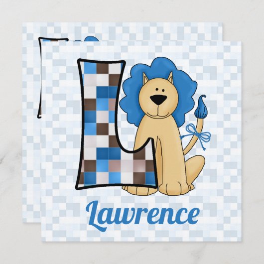 Blue Monogram L Kid's Birthday Party Einladung (Vorne/Hinten)