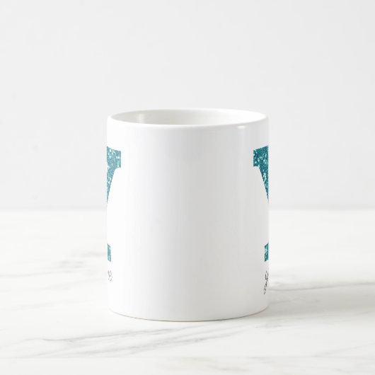 Blue Monogram Letter Y Glittery Tasse (Mittel)