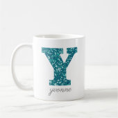 Blue Monogram Letter Y Glittery Tasse (Links)