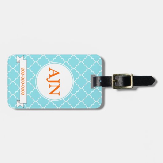 Blue Monogram Luggage Tag Gepäckanhänger (Vorderseite horizontal)