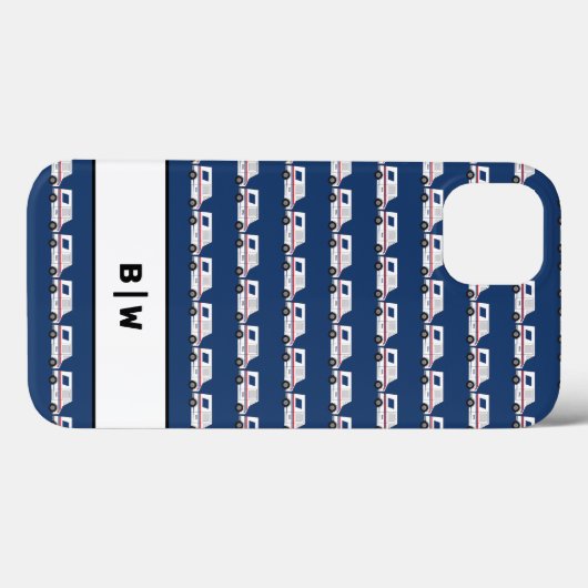 Blue Monogram Mail Carrier Postwagen Case-Mate iPhone Hülle (Rückseite (Horizontal))