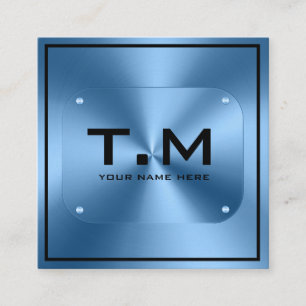 Blue monogram minimalistisch modern quadratische visitenkarte