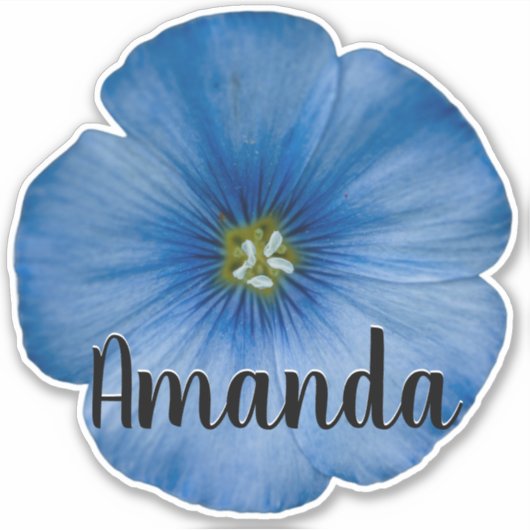 Blue Monogram Name Blume Art Pflanze Niedlich Hübs Aufkleber (Vorderseite)