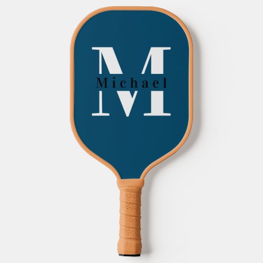 Blue Monogram Name + Initial Pickleball Schläger (Rückseite)
