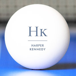 Blue Monogram Name Personalisiert Navy und White N Tischtennisball