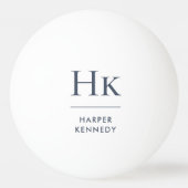 Blue Monogram Name Personalisiert Navy und White N Tischtennisball (Vorderseite)