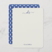Blue Monogram Note Card Mitteilungskarte (Vorne/Hinten)