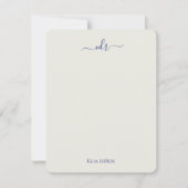 Blue Monogram Note Card Mitteilungskarte (Vorderseite)
