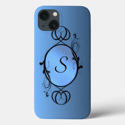 Blue Monogram oder Initial Case-Mate iPhone Hülle (Rückseite)