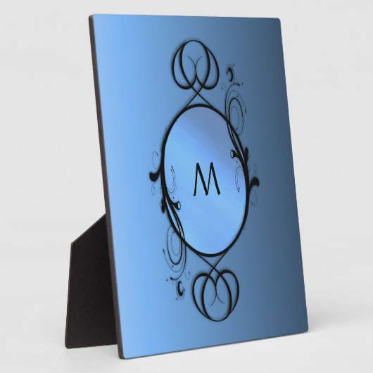 Blue Monogram oder Initial Fotoplatte (Seite)