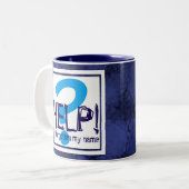 Blue Monogram Parody Zweifarbige Tasse (Vorderseite Links)