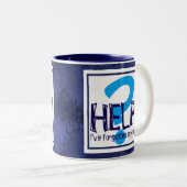 Blue Monogram Parody Zweifarbige Tasse (VorderseiteRechts)