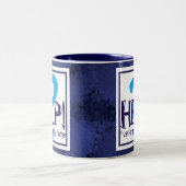 Blue Monogram Parody Zweifarbige Tasse (Mittel)