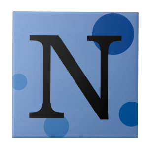 BLUE MONOGRAM POLKA DOT TILE FLIESE