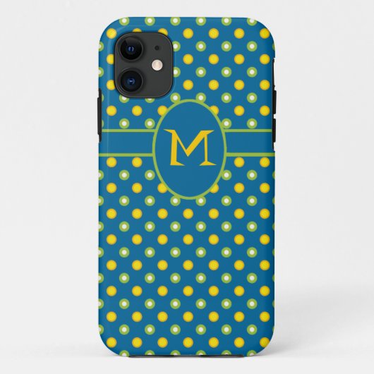 Blue Monogram Polka Dots iPhone 5/5s Xtreme Case (Rückseite)