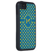 Blue Monogram Polka Dots iPhone 5/5s Xtreme Case (Rückseite/rechts)
