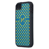 Blue Monogram Polka Dots iPhone 5/5s Xtreme Case (Rückseite Links)