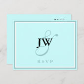 Blue Monogram RSVP Card (Vorne/Hinten)