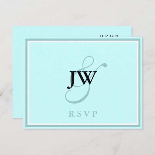 Blue Monogram RSVP Card (Vorne/Hinten)