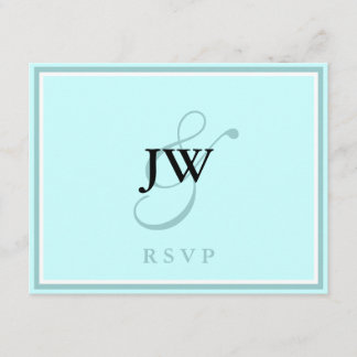 Blue Monogram RSVP Card Karte