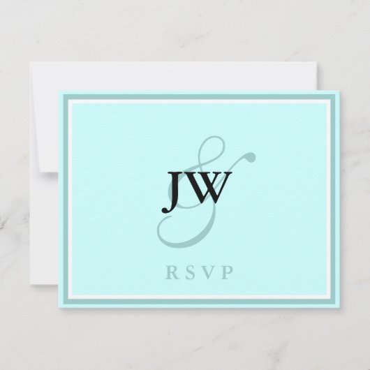 Blue Monogram RSVP Card Karte (Vorderseite)