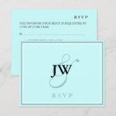 Blue Monogram RSVP Card Karte (Vorne/Hinten)