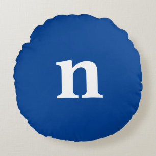 Blue Monogram Rundes Kissen