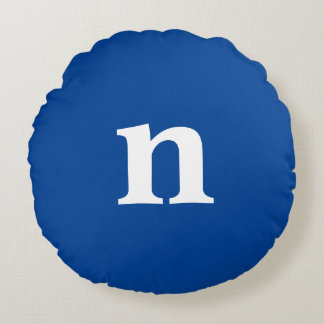 Blue Monogram Rundes Kissen