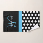 Blue Monogram Schwarz-weiß Polka Dot Badetuch Set (Handtuch)