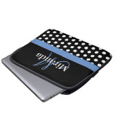 Blue Monogram Schwarz-weiß Polka Dot Laptopschutzhülle (Vorne Knopf)