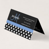 Blue Monogram Schwarz-weiß Polka Dot Visitenkarten (Rückseite)