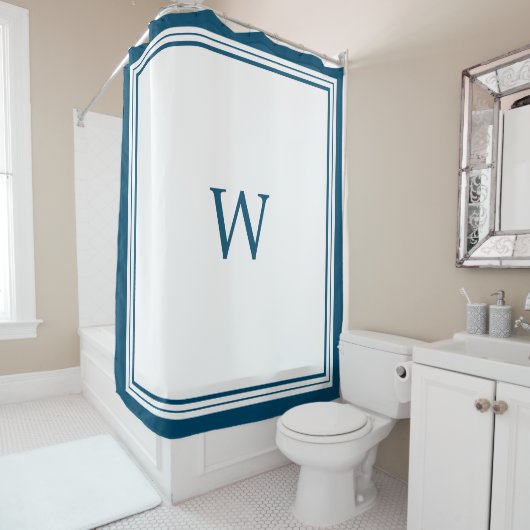 Blue Monogram Shower Vorhang (Beispiel)