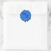 Blue Monogram Siegel Wedding Stickers (Tasche)