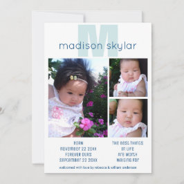 Blue Monogram Simple Adoption 3 Foto Collage Ankündigung