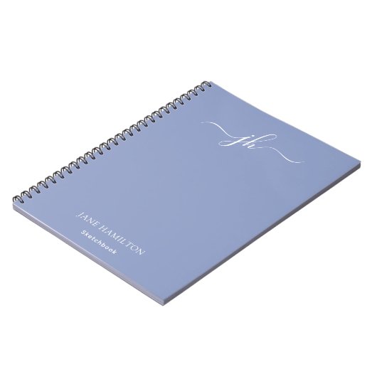 Blue Monogram Sketchbook mit Name Notizblock (Linke Seite)