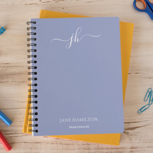 Blue Monogram Sketchbook mit Name Notizblock