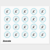 Blue Monogram Sticker Template (Blatt)